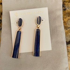 Kendra Scott Navy + Rose Gold drop earrings RARE